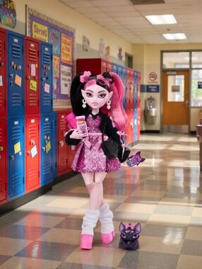 🐩♡Monster High Draculaura Fashion Dollin Bow Dress with Pet Bat Count Fabulous